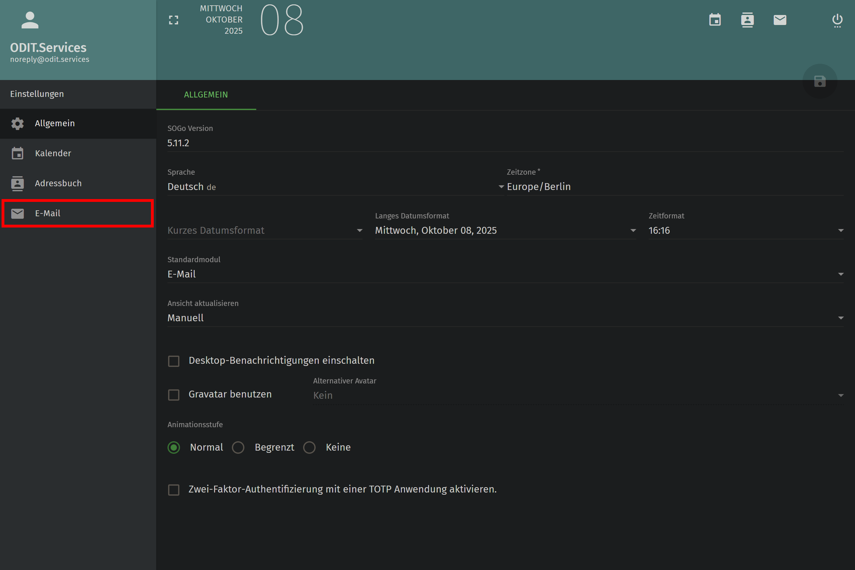 E-Mail Einstellungen